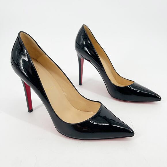 Christian Louboutin Pigalle Black Patent Leather Pointed Toe Heels Pumps EU 41 - Picture 2 of 12